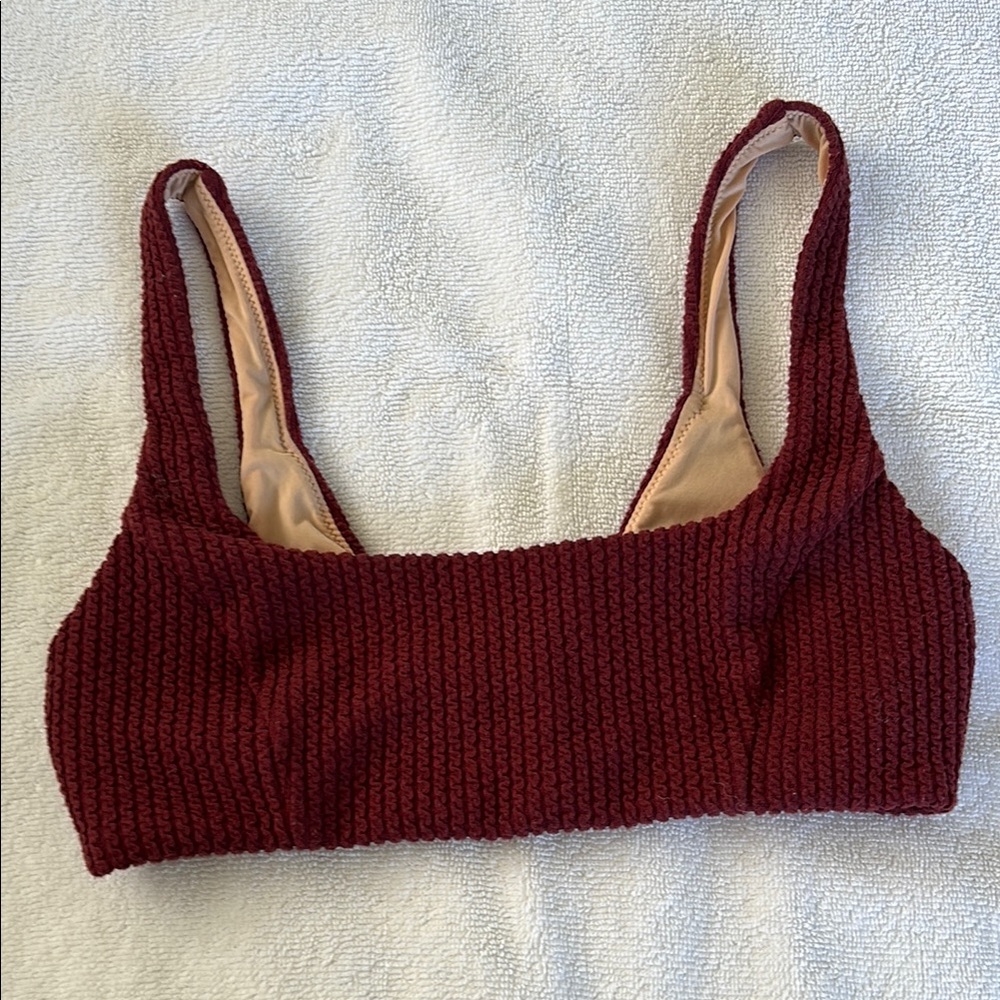 Zulu & Zephyr Ribbed Wine Red Bikini Top